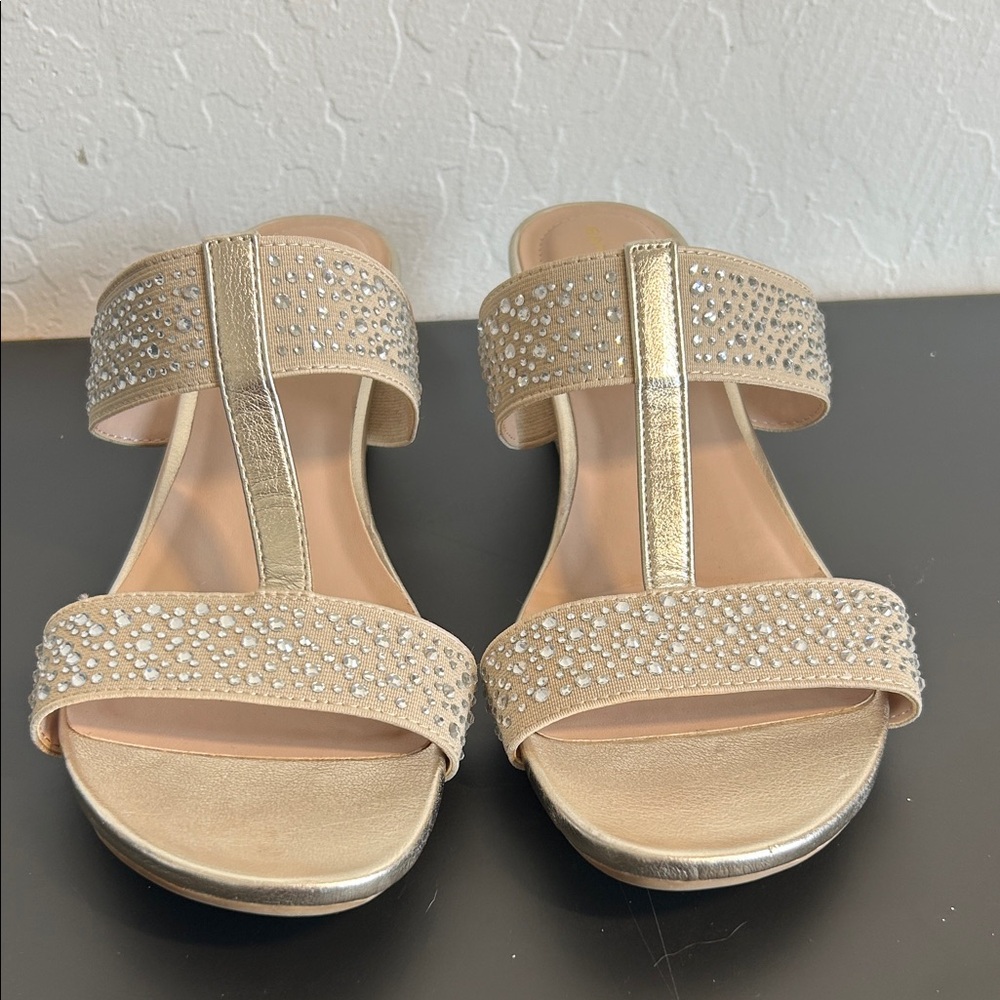 Women’s Bandolino Iluvit Rhinestone Crusted Mid Wedge Heel Sandal - Picture 6 of 8